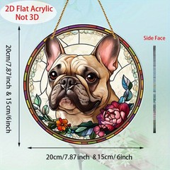 Acrylic French Bulldog Sun Catcher 2D Flat Floral Pet Window Hanging Decoration