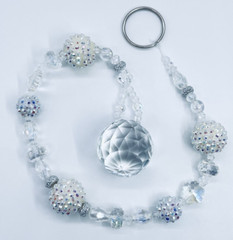 Beaded Suncatcher White & Clear Crystal Prism Hanging Patio Decor Yard Art Tree