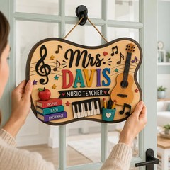 Custom Music Teacher Wooden Sign with Rope