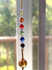 Handmade Golden Rainbow Suncatcher Glass Prism 12”