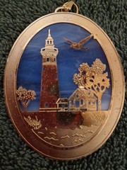 GoldMarks Nautical Lighthouse Suncatcher Stained Glass 24kt Gold Ornament