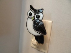 Stained Glass Owl Night Light, Handmade Owl Lamp, Rustic Owl Decor