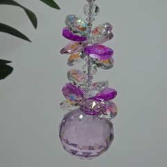 Crystal ball suncatcher pink mauve tones, suncatchers handmade AU gifts for her