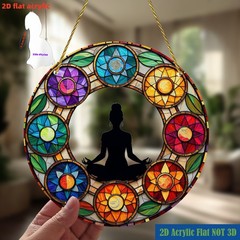 7 Chakra Yoga Pose Acrylic Suncatcher Boho Spiritual Window Hanging Decoration