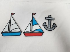 3 Nautical Suncatchers 2 Sailboat Suncatchers 1 Anchor Suncatcher Red White Blue