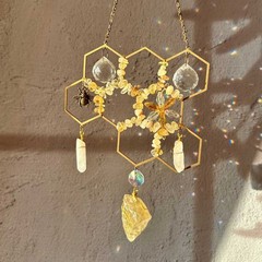 Honey Bee Citrine Suncatcher – Gemstone Decor (import fees covered)