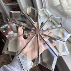 Vintage 12” Clear Stained Beveled Glass Star Snowflake Sun-catcher Hanging
