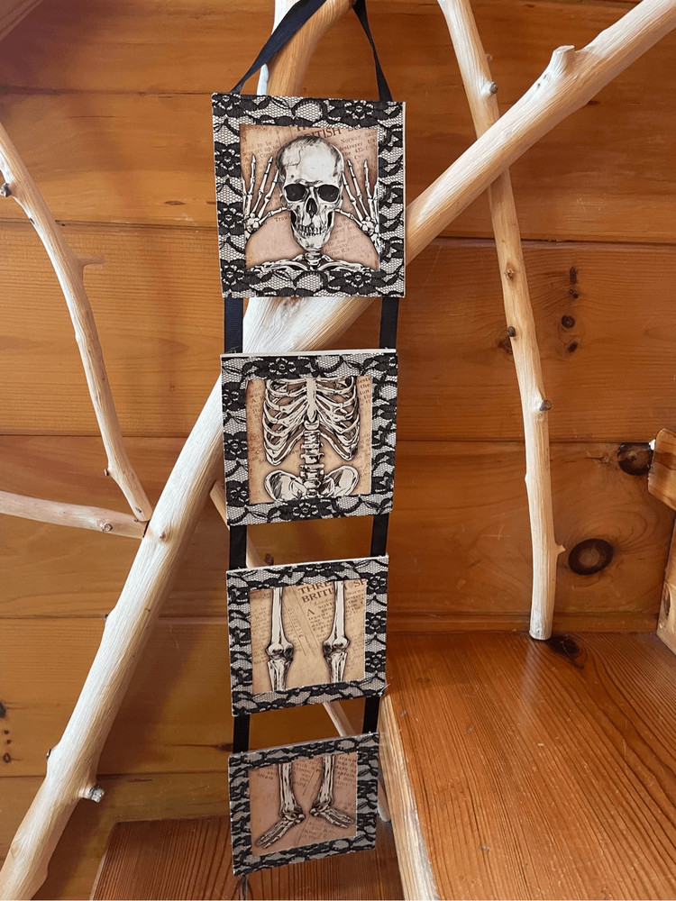 Halloween Skeleton Rattling Bones Festive Sturdy Block Signs 29″ x 5″