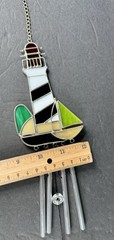 Light House & Sail Boat Stained Glass Suncatcher & Wind Chime