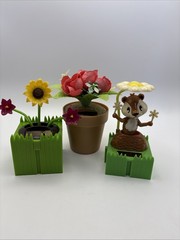 3 Solar Suncatcher Fluttering Dancing Window Lot Squirrel Flower Pot Sunflower