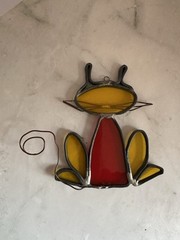 VTG Stained glass Cat suncatcher ornament Feline Kitty cottagecore Bohemian 19