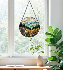 “Wildflower Stained Glass Suncatcher 7.87 Inch Window Decor for Home & Garden”