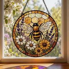 Honey Bee Stained Glass Suncatcher