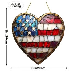Flag Suncatcher Patriotic ACRYLIC 2D Flat FAST Free Ship 8 Inch US