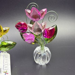 Ganz Tulips Posey Pots Beautiful Rhinestone Photo Card Holders – Set Of 3