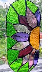 Handmade Stained Glass Purple Flower Window Art Suncatcher Home Decor Gift