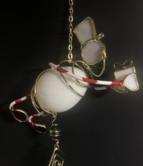 Whimsical Christmas Snowman Glass And Wire Suncatcher Ornament Decoration