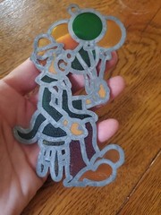 Vintage 80’s Stained Glass Style Acrylic and Metal Clown Sun Catcher Balloons