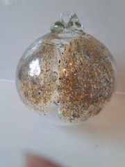 Witches Ball Hand Blown Glass Ornament Sun Catcher Large Stems Glitter Yellow