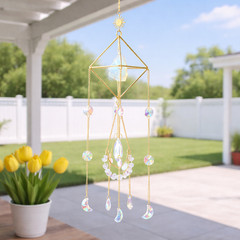 Opalite Crystal Sun Catcher Rainbow Maker Meditation Chakra Window Hanging