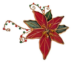 Poinsettia Stained Glass Sun Catcher 6x5x1/2 In. (SKU# 3061)