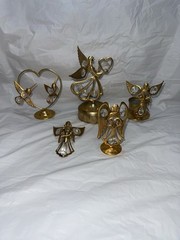 5 Pc 24kt Gold Plated Sun Catcher Figurines Angels And Hummingbirds