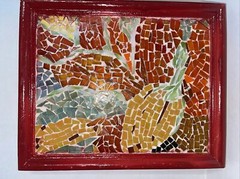 Window Suncatcher “Mosaic Mangos” Acrylic Wall Hanging Panel Framed 11×9”