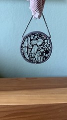Vintage Angel Stained Glass Style Hanging Suncatcher 2.5” Round