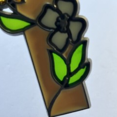 Vintage Sun Catcher Stained Glass Ornament Green Yellow Red Rose Adorned Cross