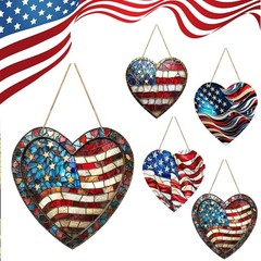 Flag Suncatcher Patriotic ACRYLIC 2D Flat FAST Free Ship 8 Inch US