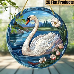 Elegant White Swan & Water Lilies Acrylic Suncatcher Bedroom Window Wall Decor