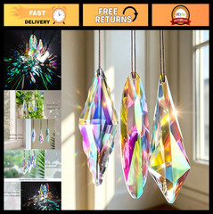 3 Pack 5″ Crystal Rainbow Prisms Suncatchers – 120mm AB Glass Decor for Home & G