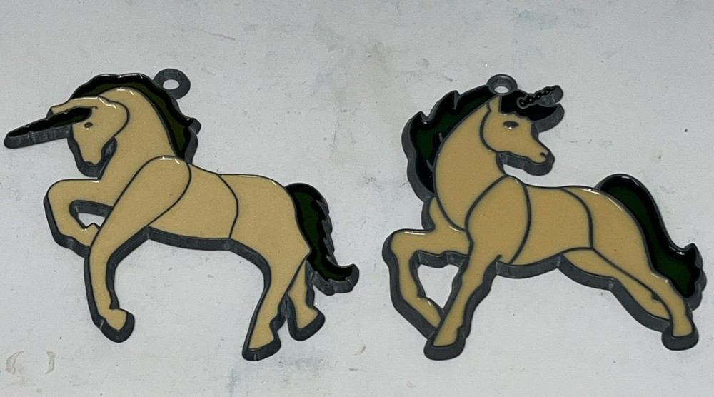 Vintage 2 Unicorn Sun Catcher Stained Glass Style Window Approx 3″