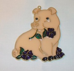 New Cute Pig with Purple Flowers Suncatcher Home Decor Craft Free Shipping