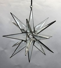 Handmade Clear Bevel Glass Moravian Star – 18 Point Hanging Star – Bethlehem