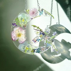 Floral Fairy Moon Resin Suncatcher