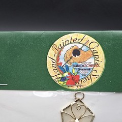 Capriz Shell Cross Desiger Suncatcher Hand Painted NEW Dimensions Vintage 6″