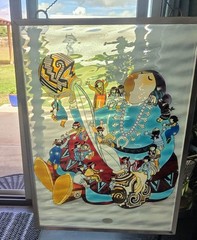 Large AMIA Southwest Native American Storyteller Stained Glass Panel 15.5”x11”
