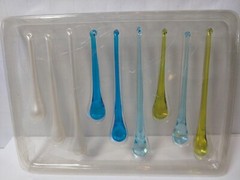 9 Hand Blown Glass Teardrop Icicle Ornaments 6″ 5″ 4″ Green Blue Pearl