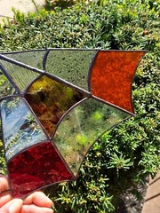 Stained glass rustic spider web corner cobweb halloween decor cottagecore autumn