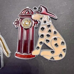 Lot Of 2 FIRE FIGHTER DALMATIAN Suncatcher – Hanging Christmas Window Ornament