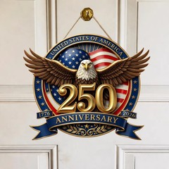 Wall Sign with Rope Patriotic Eagle USA 250th