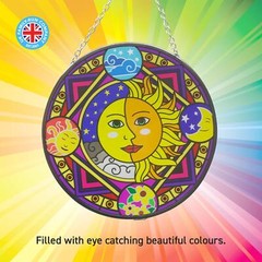 Sun and moon eclipse glass sun catcher with geometric border | 150mm diameter
