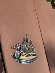 Vintage Stained Glass Mallard Duck With Cattails Window Suncatcher 3.5″x3.5″
