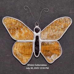 Butterfly Suncatcher Figure Stained Leaded Glass Window Decor Amber Color