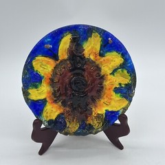 Sun Sunflower Lucite Acrylic Colorful Round Vintage Hanging 7 In Sun Catcher