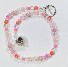 Suncatcher one of a kind glass crystal and glass bead/fancy heart pend 19in