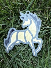 Vintage Stained Glass Sun Catcher Mystical Unicorn 🦄1980s Window Decor