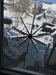 Vintage 12” Clear Stained Beveled Glass Star Snowflake Sun-catcher Hanging