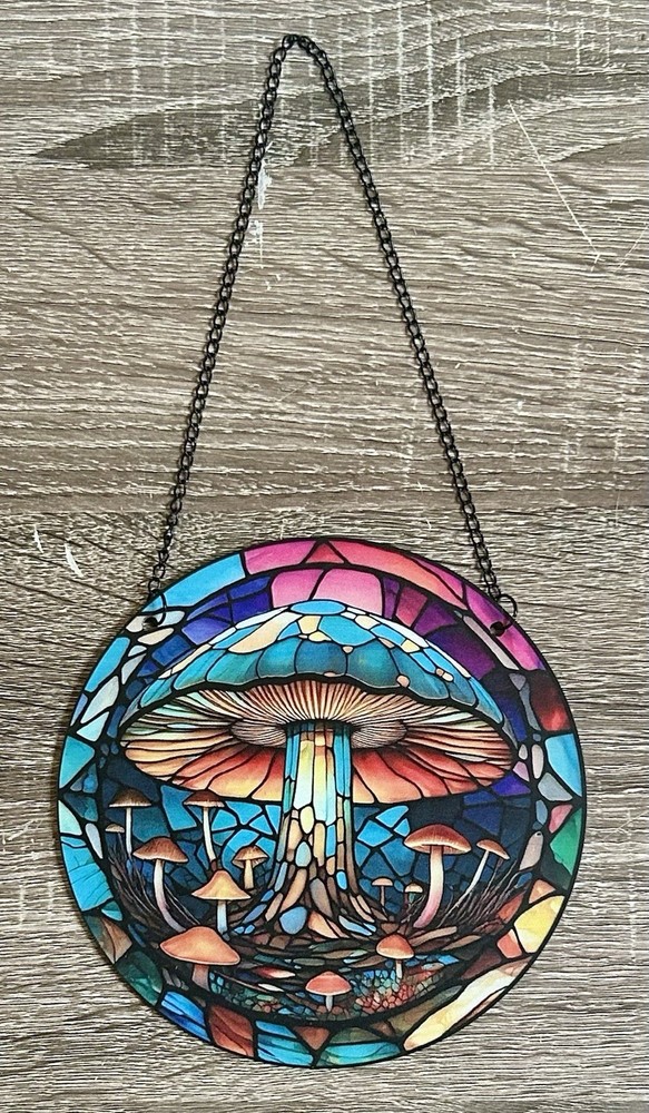 Mushrooms Suncatcher Colorful Double Sided Round Acrylic Window Decor